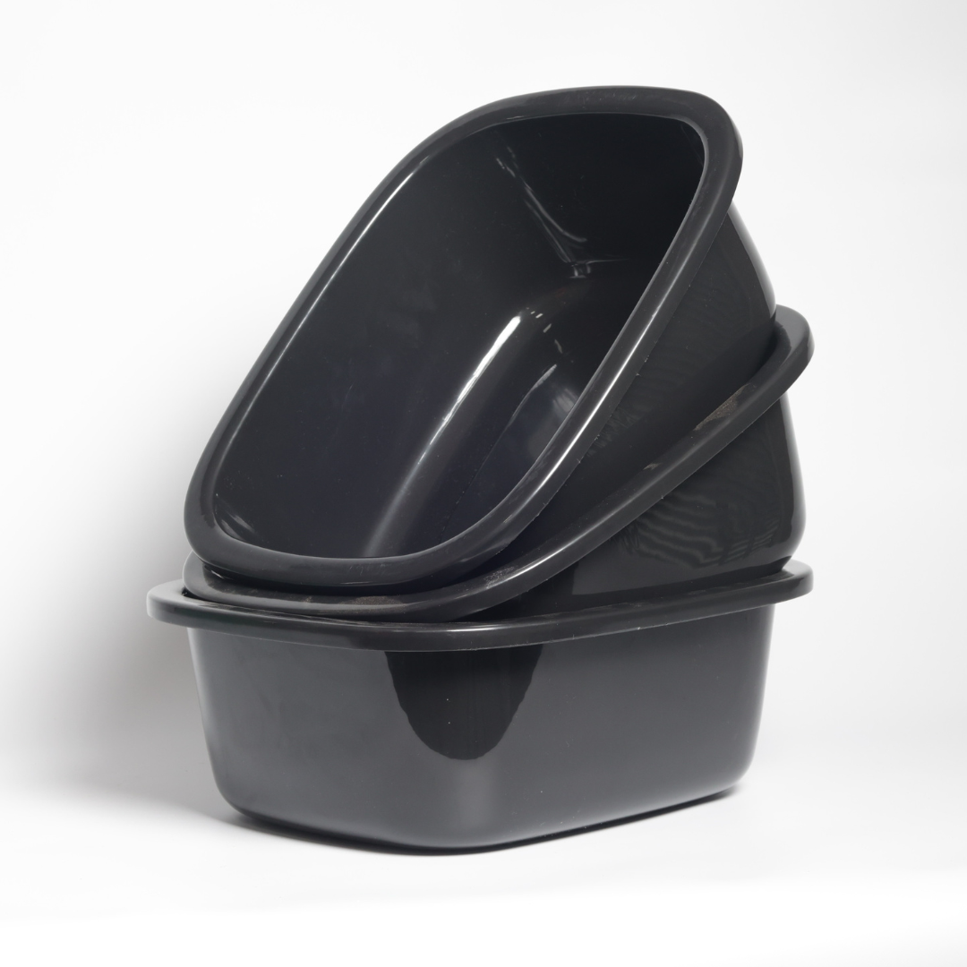 SUPERIOR Plásticos™ Recycled Plastic Multi-Purpose Tub, 8.6 L / 9 Qt Rectangular Basin (Black)