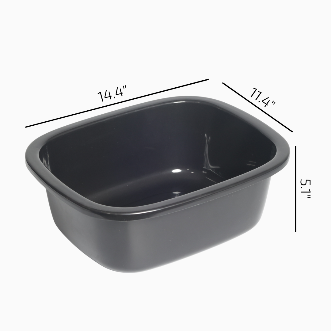 SUPERIOR Plásticos™ Recycled Plastic Multi-Purpose Tub, 8.6 L / 9 Qt Rectangular Basin (Black)