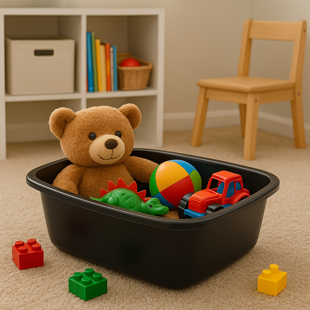 SUPERIOR Plásticos™ Recycled Plastic Multi-Purpose Tub, 8.6 L / 9 Qt Rectangular Basin (Black)
