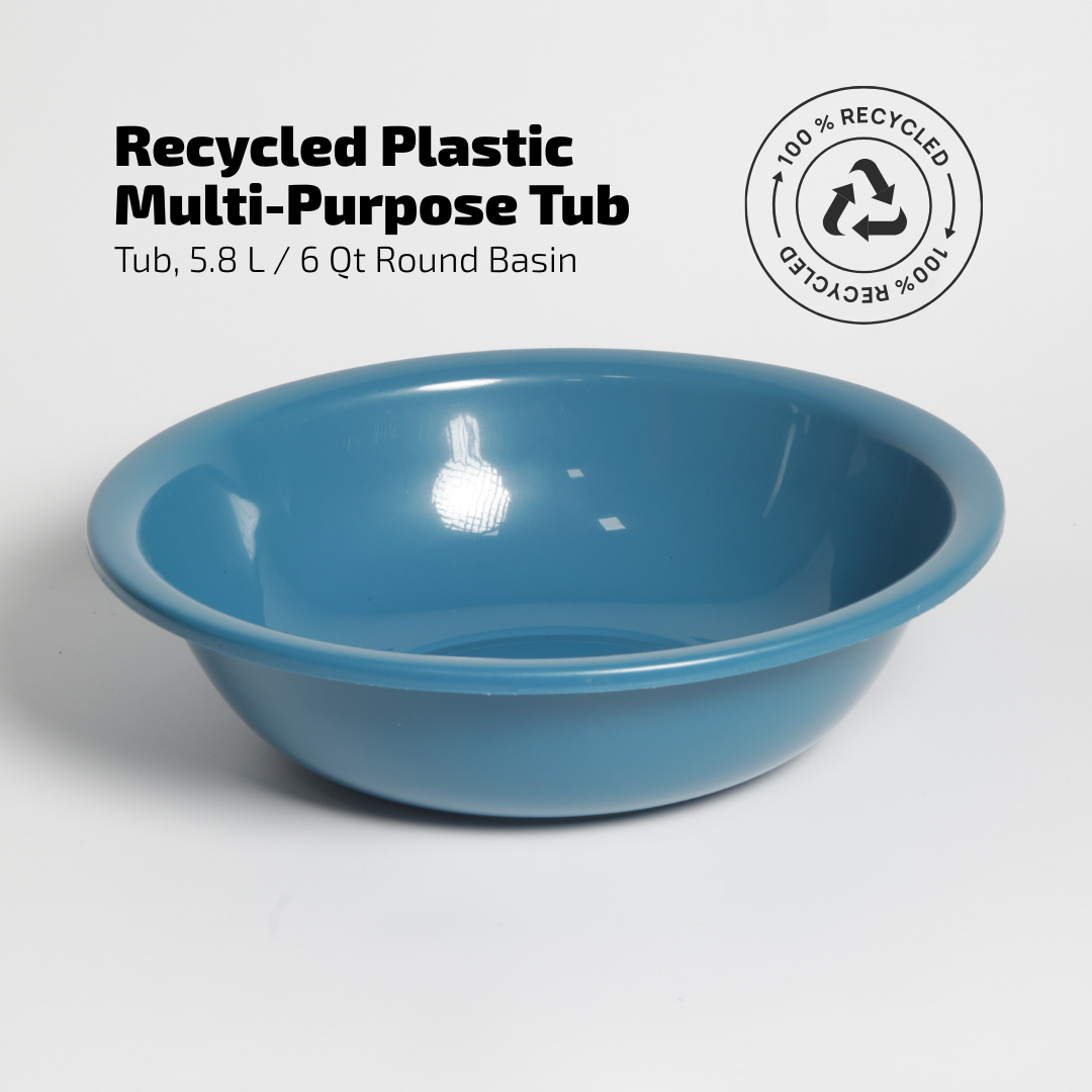 SUPERIOR Plásticos™ Recycled Plastic Multi-Purpose Tub, 5.8 L / 6 Qt Round Basin (Blue)