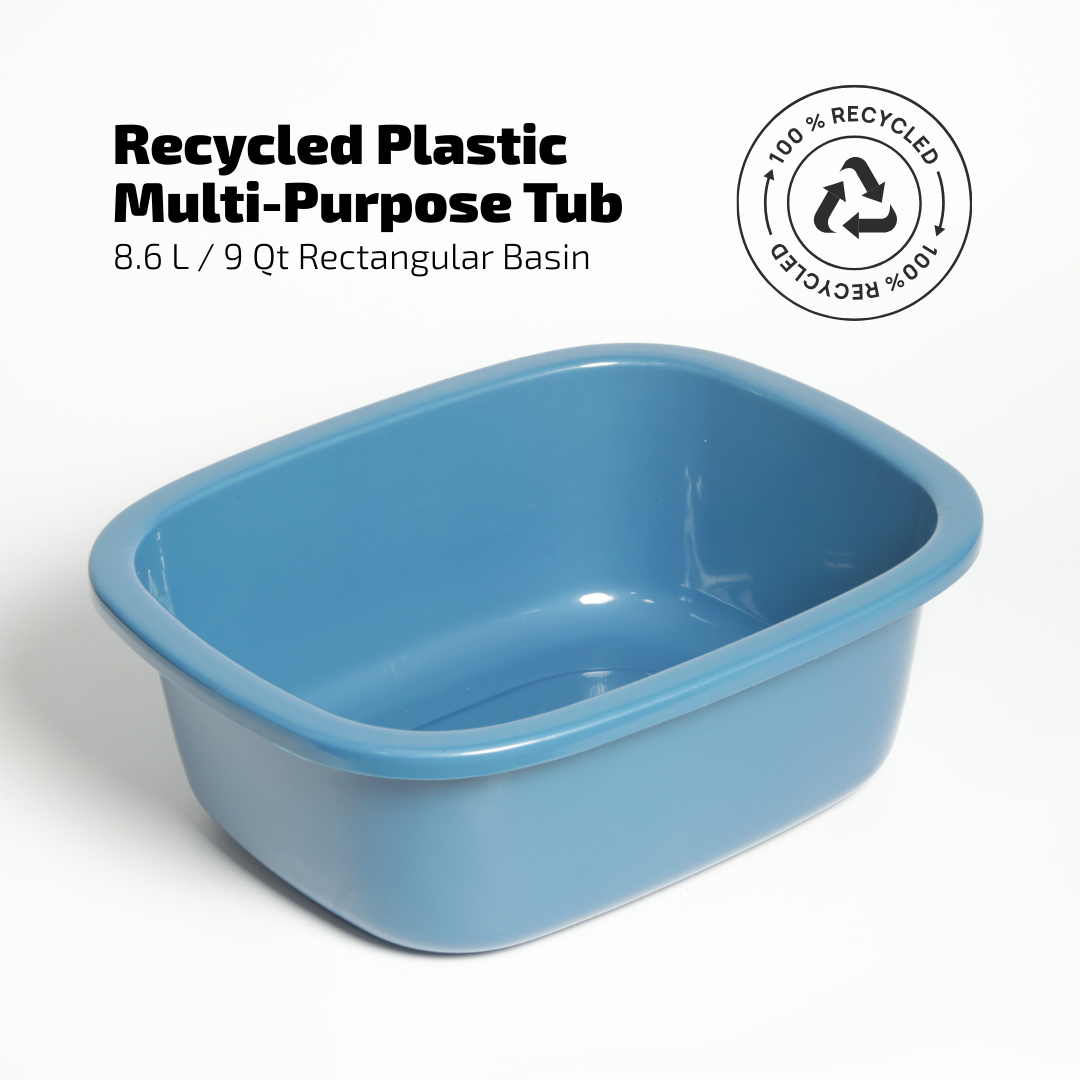 SUPERIOR Plásticos™ Recycled Plastic Multi-Purpose Tub, 8.6 L / 9 Qt Rectangular Basin (Blue)
