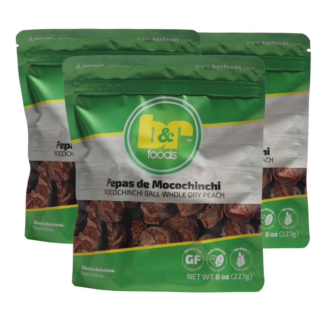 B&R Foods™ Pepas de Mocochinchi / Ball Whole Dry Peach, 8 oz. (227 g.) Doy Pack