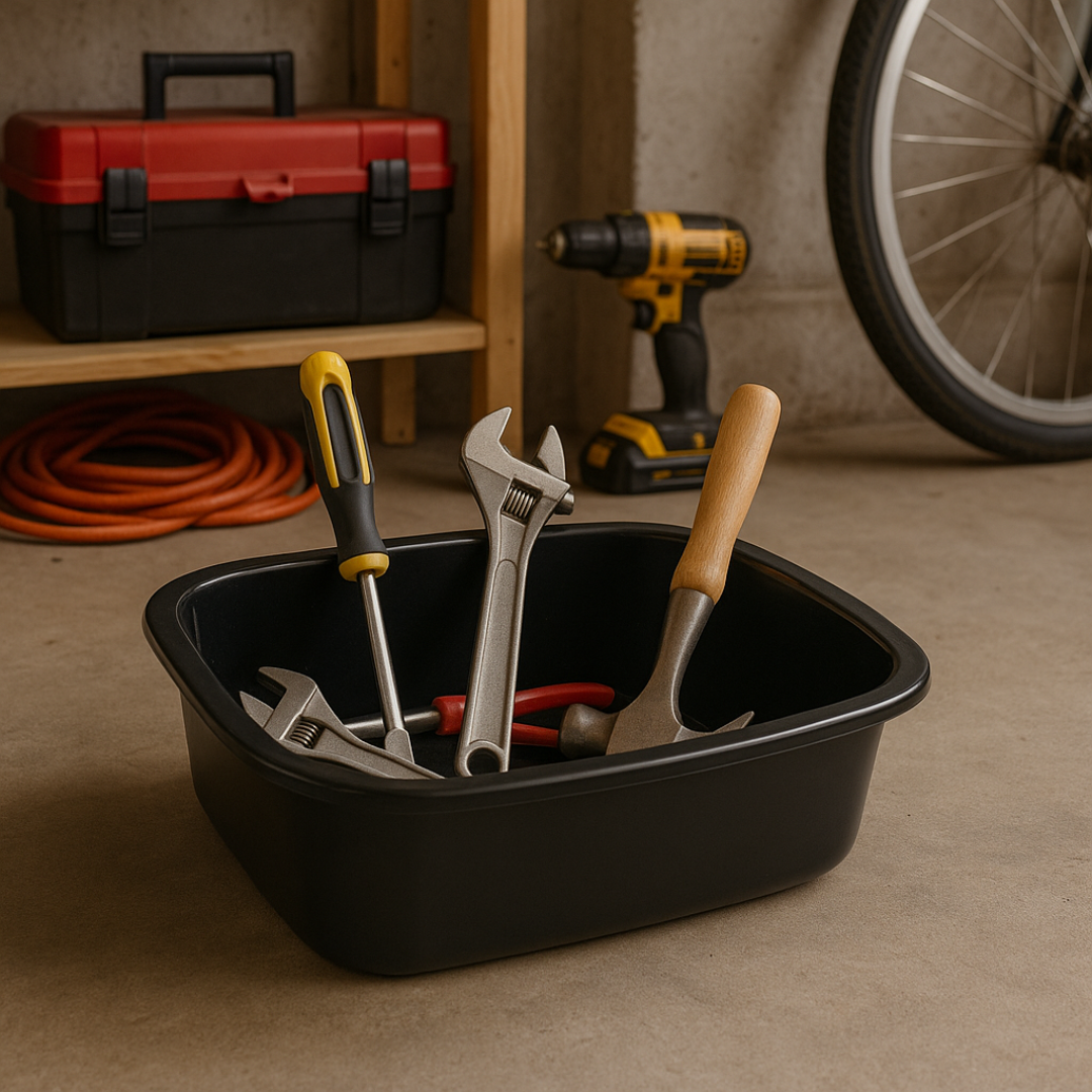 SUPERIOR Plásticos™ Recycled Plastic Multi-Purpose Tub, 8.6 L / 9 Qt Rectangular Basin (Black)
