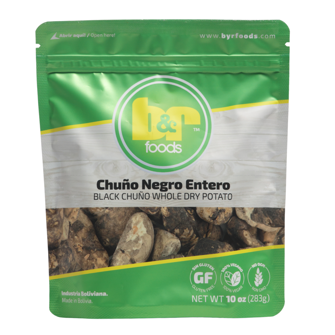 B&R Foods™ Chuño Negro Entero / Black Chuño Whole Dry Potato, 10 oz. (283 g.) Doy Pack