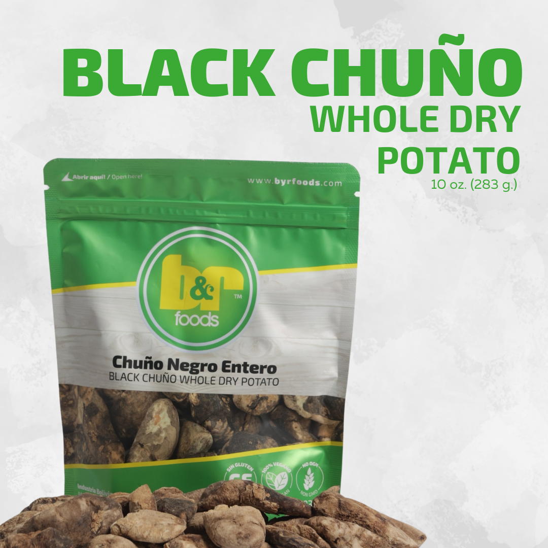 B&R Foods™ Chuño Negro Entero / Black Chuño Whole Dry Potato, 10 oz. (283 g.) Doy Pack