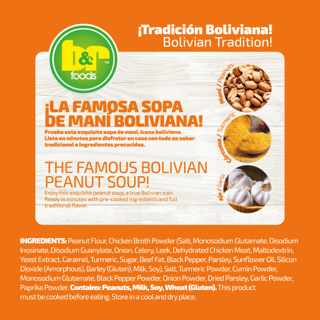 B&R Foods™ Mix Sopa de Maní / Peanut Soup Mix, 4.5 oz. (130 g) Doy Pack