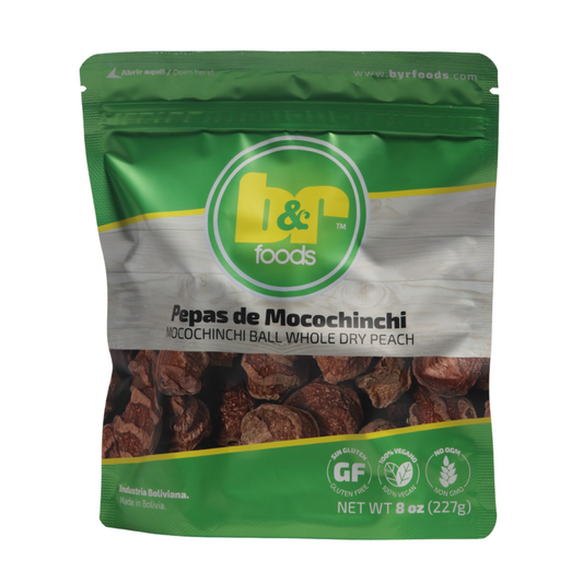 B&R Foods™ Pepas de Mocochinchi / Ball Whole Dry Peach, 8 oz. (227 g.) Doy Pack