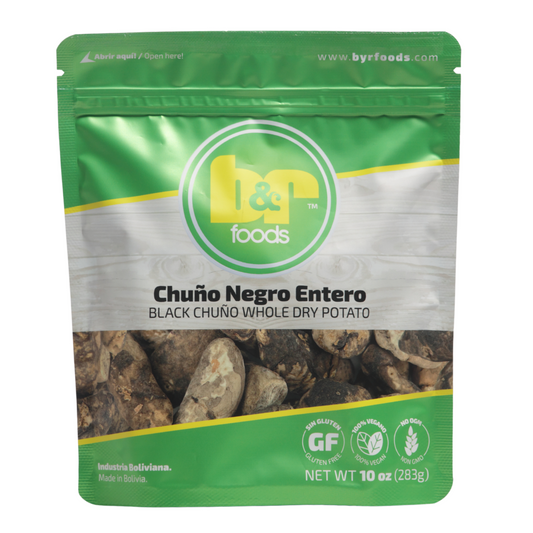 B&R Foods™ Chuño Negro Entero / Black Chuño Whole Dry Potato, 10 oz. (283 g.) Doy Pack