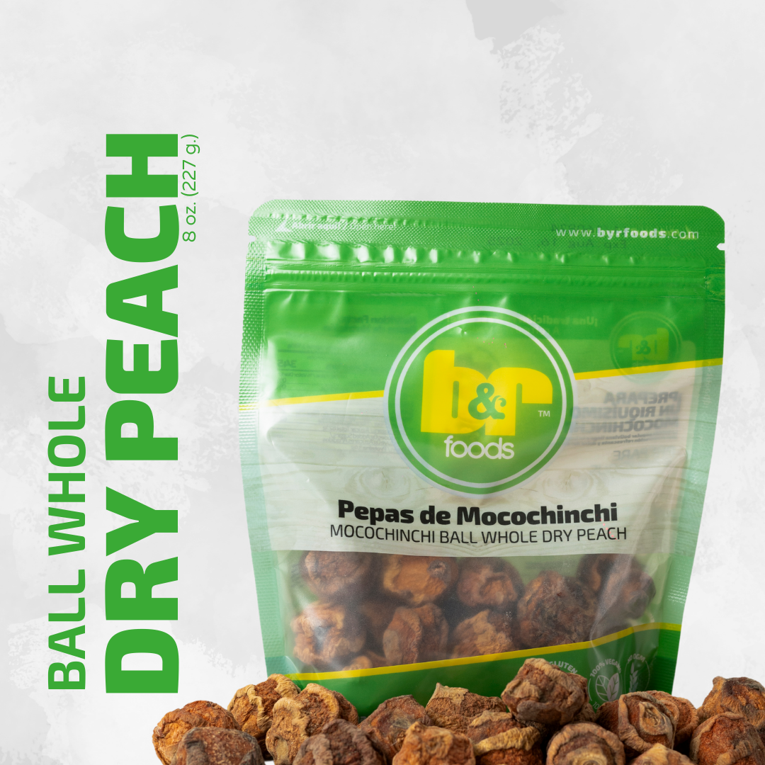 B&R Foods™ Pepas de Mocochinchi / Ball Whole Dry Peach, 8 oz. (227 g.) Doy Pack