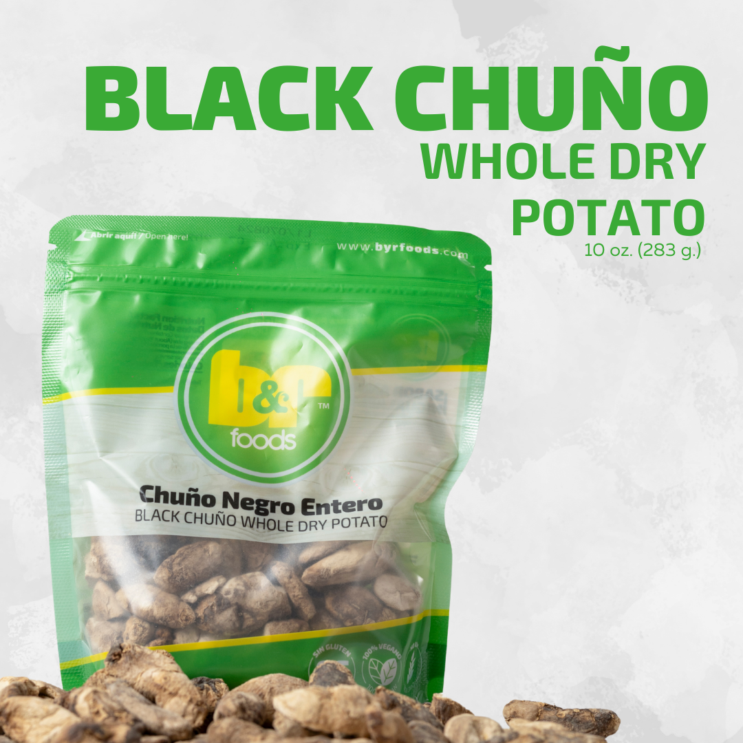 B&R Foods™ Chuño Negro Entero / Black Chuño Whole Dry Potato, 10 oz. (283 g.) Doy Pack