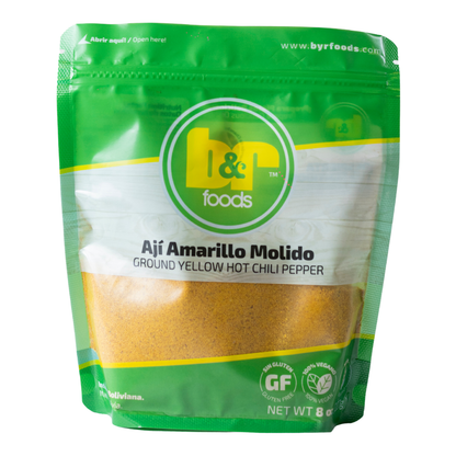 B&R Foods™ Ají Amarillo Molido / Ground Yellow Hot Chili Pepper, 8 oz. (227 g.) Doy Pack