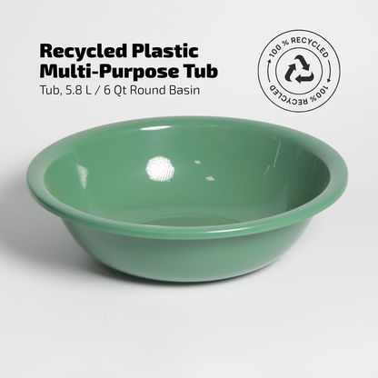 SUPERIOR Plásticos™ Recycled Plastic Multi-Purpose Tub, 5.8 L / 6 Qt Round Basin (Green)